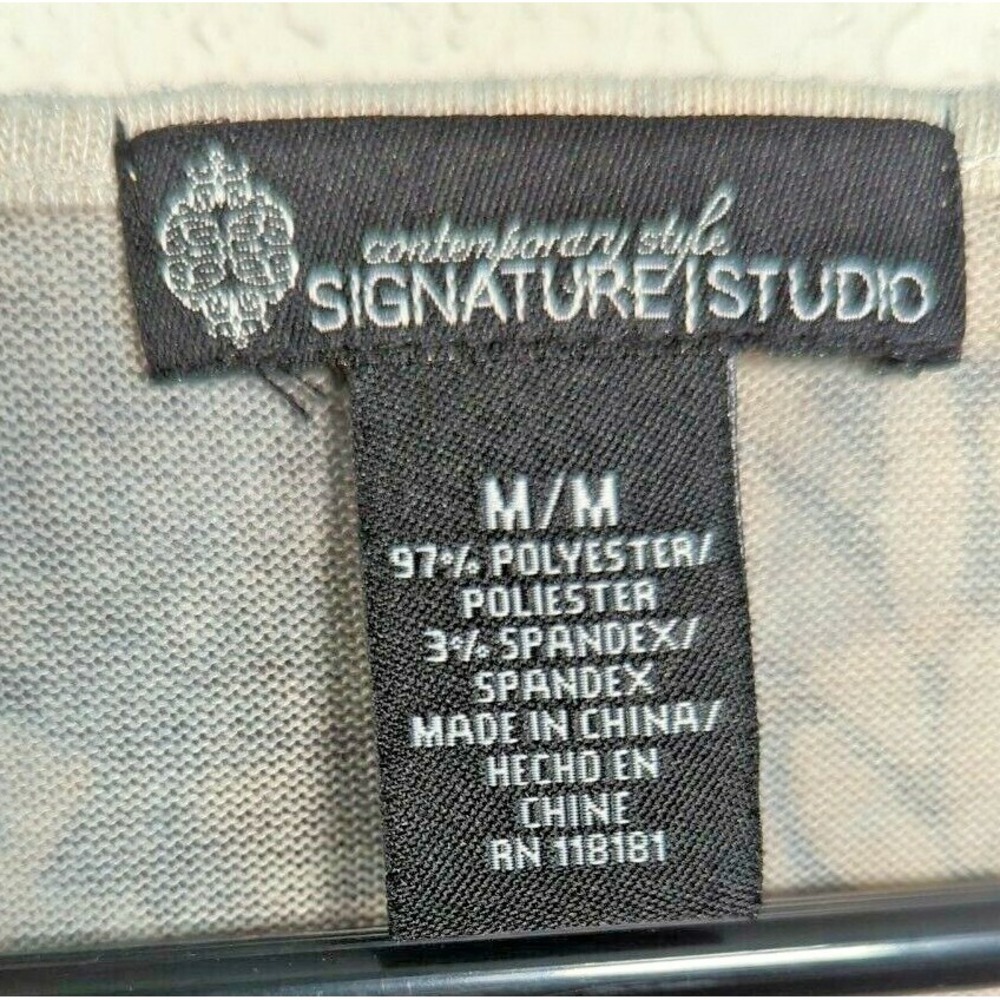 Women's Signature Studio 3/4‎ Sleeve Blouse Handkerchief Hem Embellished Size M - Picture 3 of 5